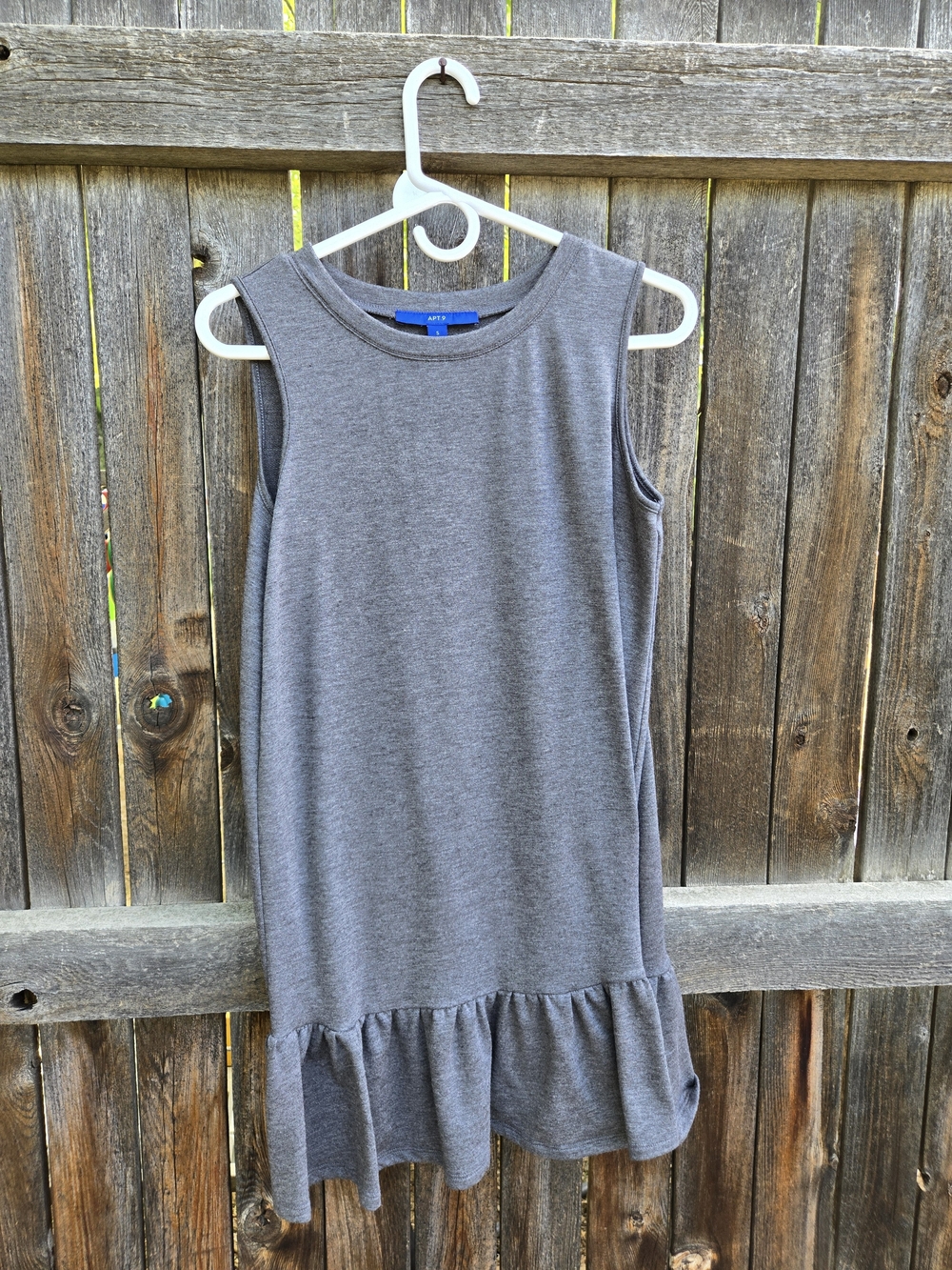 Apt. 9 Gray Sleeveless Ruffle-Hem Dress Size Small